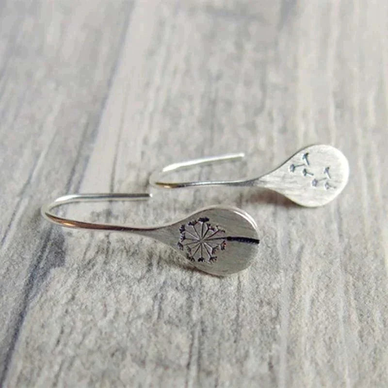 925 Sterling Silver Dandelion Leaf Earrings